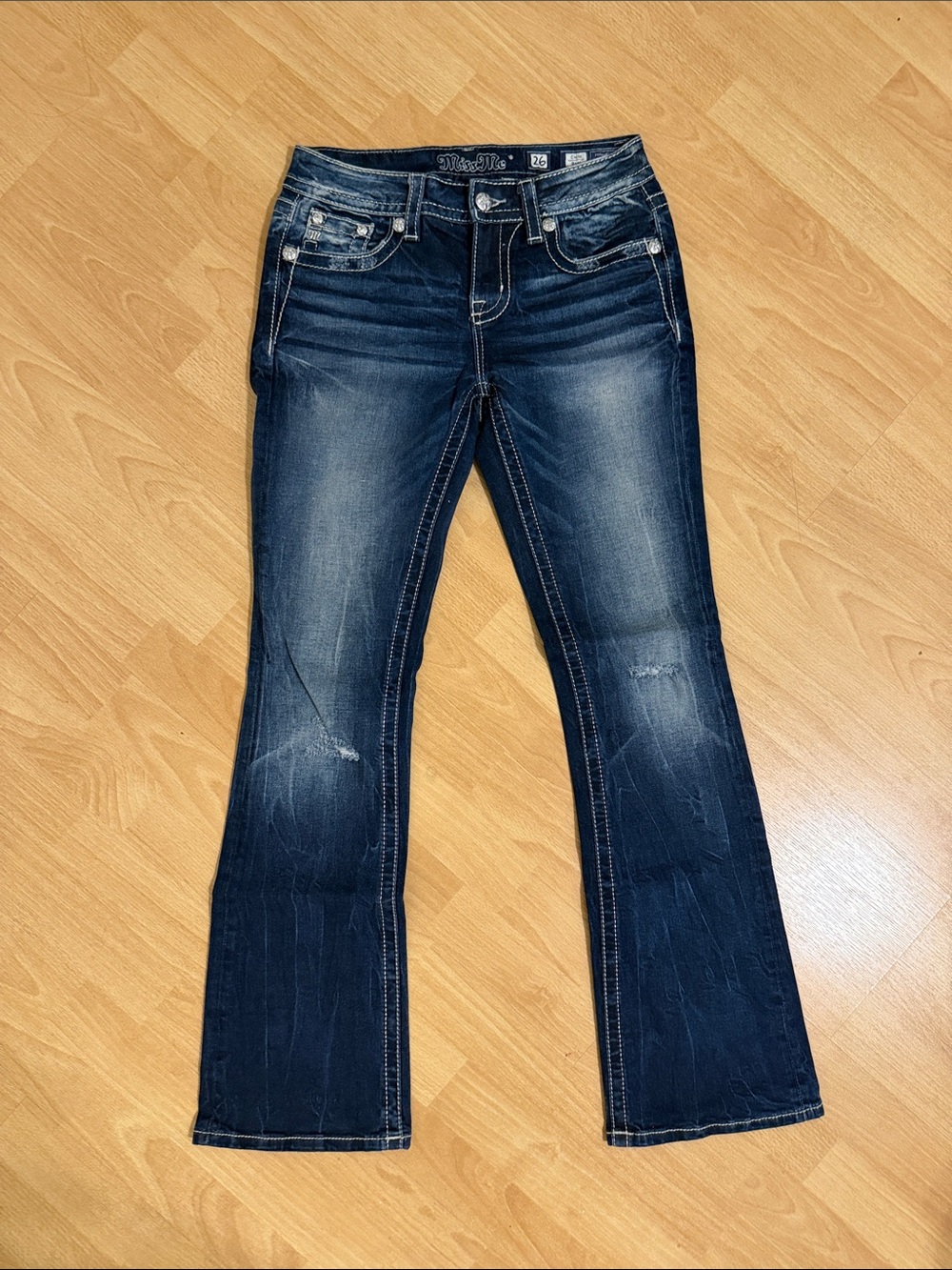 Vintage Miss Me Low Rise Flare Bedazzled Jeans